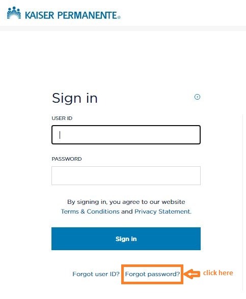 Kaiser Permanente Login forgot password 1