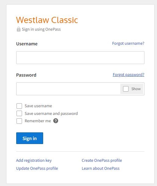 Westlawnext Sign in